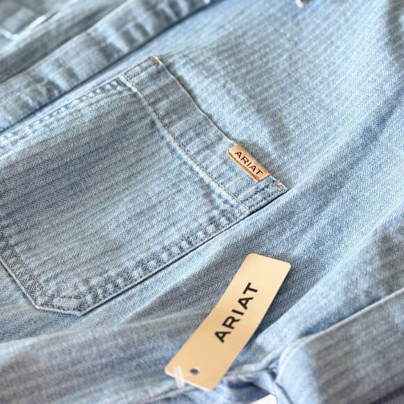 Ariat NEW Western Romper Shorts Womens XL Herringbone Denim Utility Cowgirl Boho - Picture 5 of 9